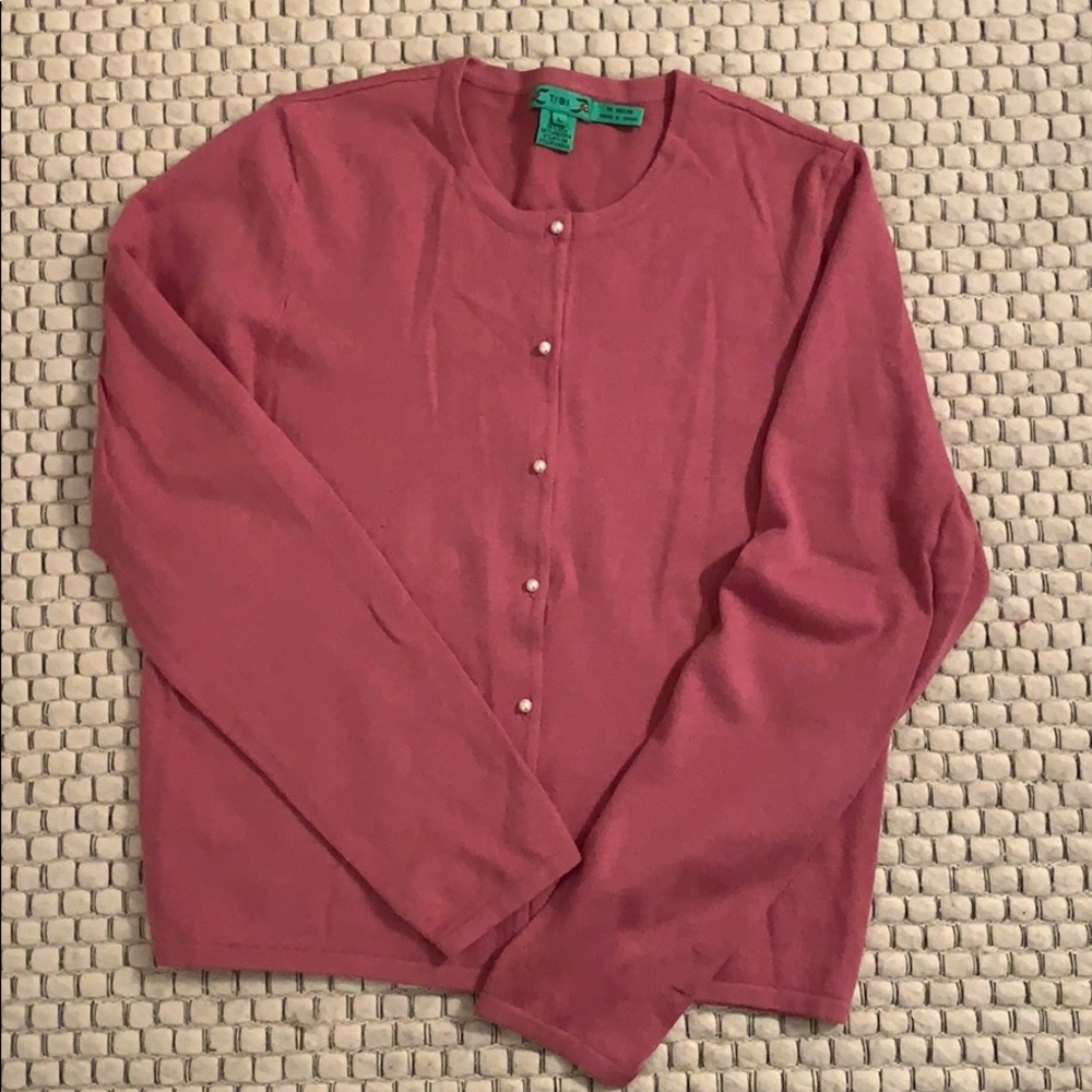 Tibi Silk Cardigan with Pearl Buttons